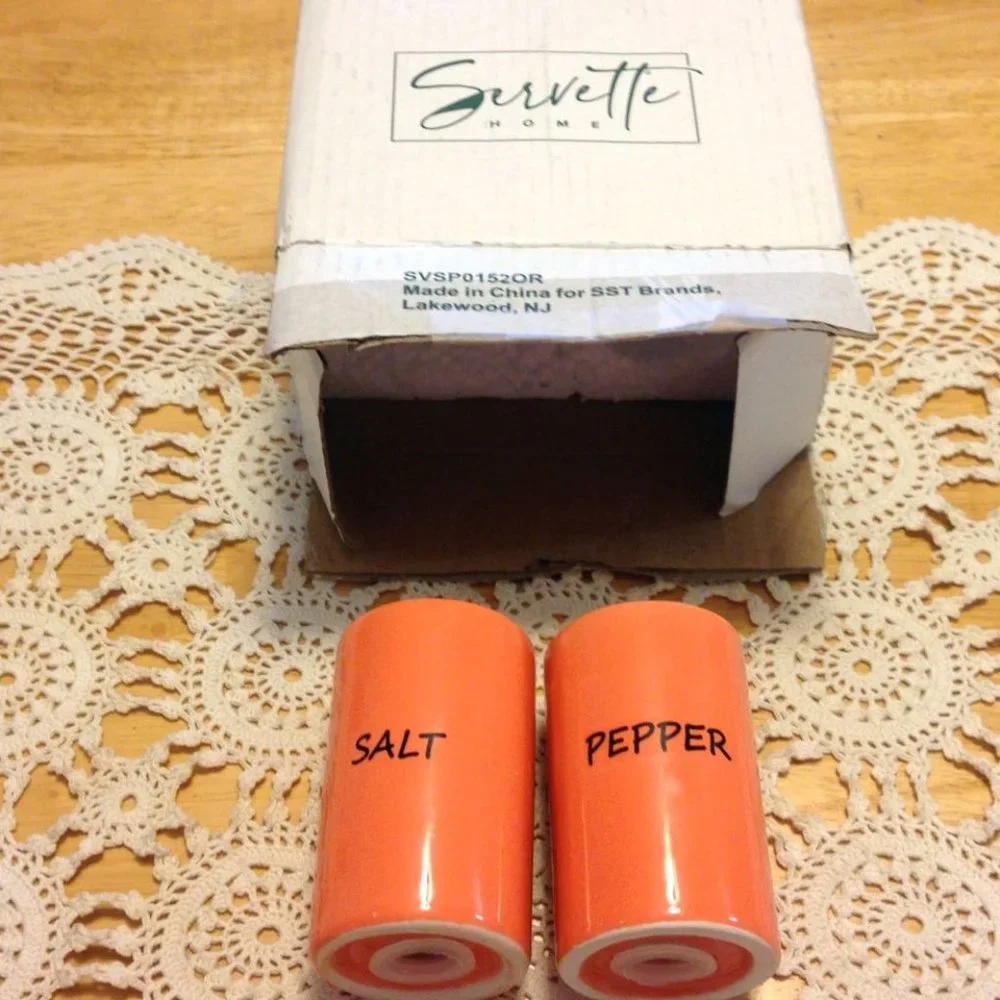 Salt and Pepper Shakers, Servette Home, farmhouse orange